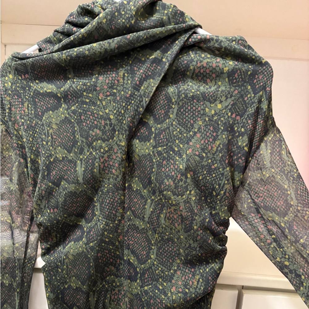 New All Saints Green and Black Reptile Print Dress